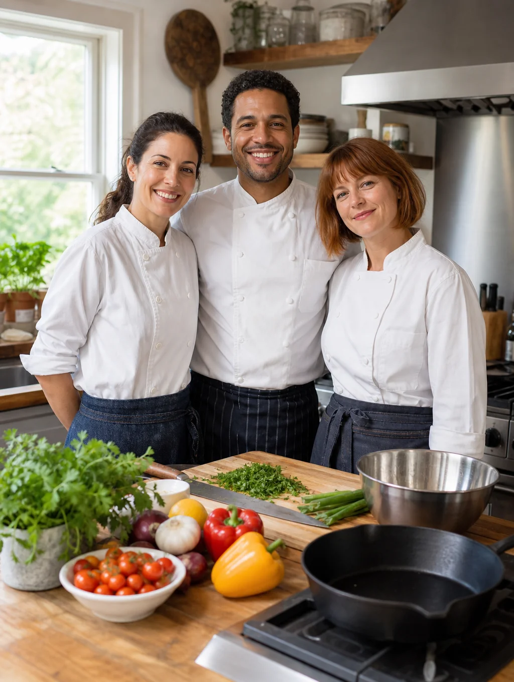 Executive Chef and culinary team preparing seasonal Italian dishes